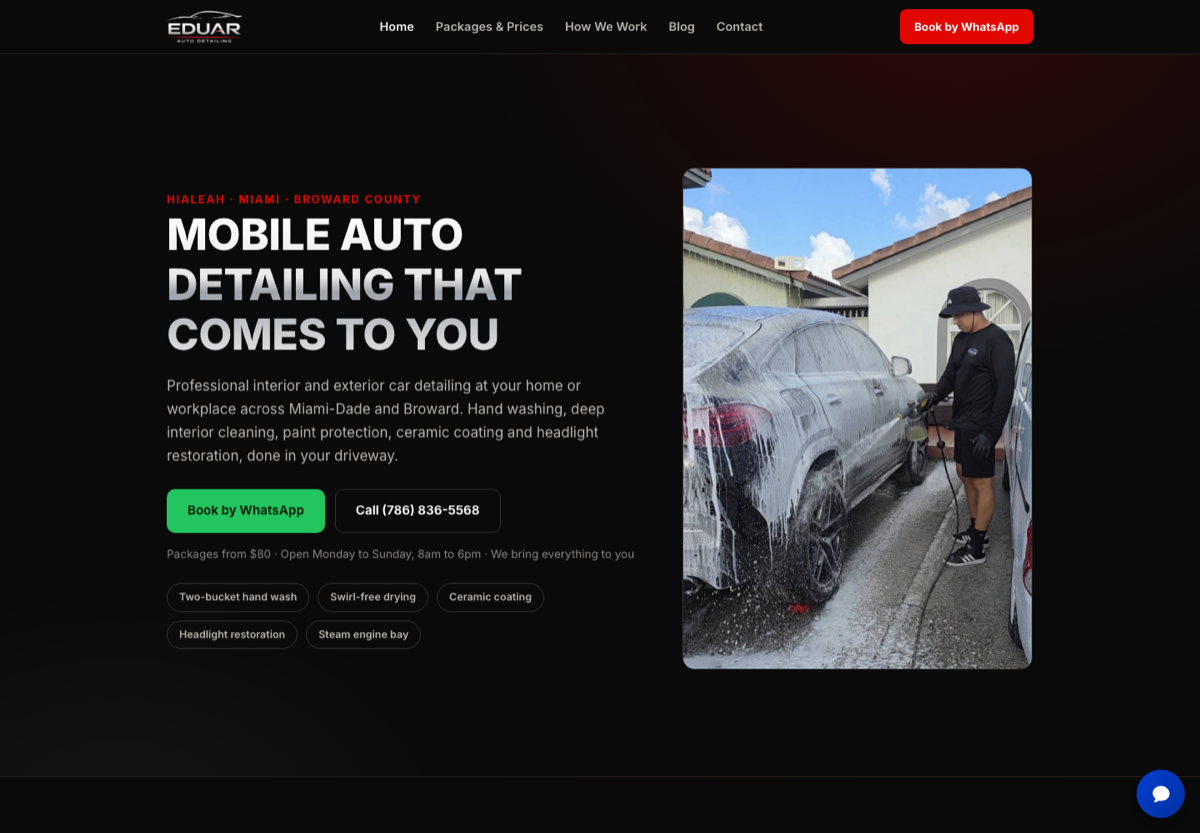 The live eduardetailing.com homepage built by Arbor